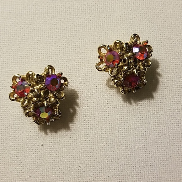 AB Rhinestone Clip-on Earrings - Picture 3 of 3
